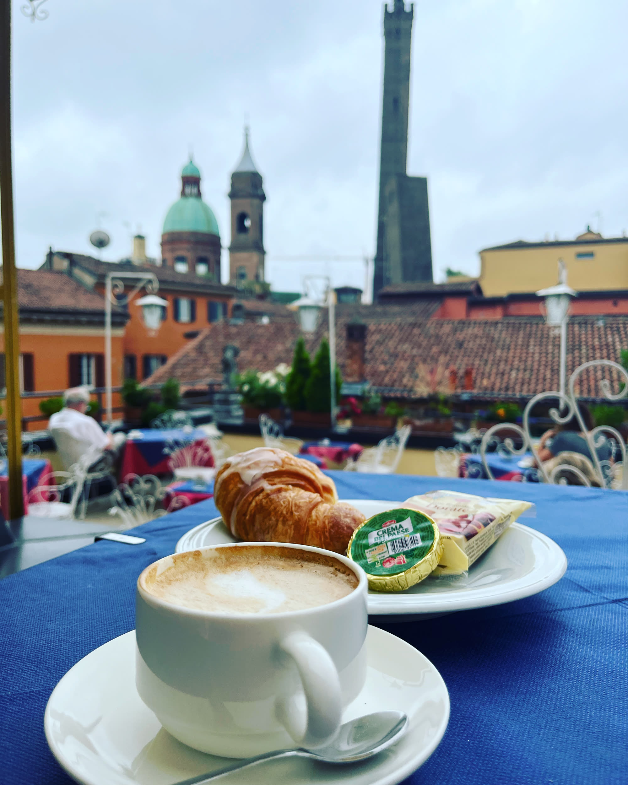 Breakfast spread in Bologna